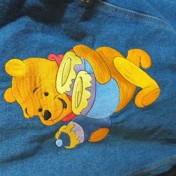Vtg Disney Winnie The Pooh Denim Trucker Jean Jacket Honeypots Embroidery Sz L - Picture 4 of 11